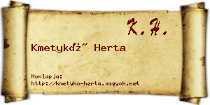 Kmetykó Herta névjegykártya